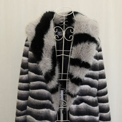 Zebra Stripes Faux Fur Coat