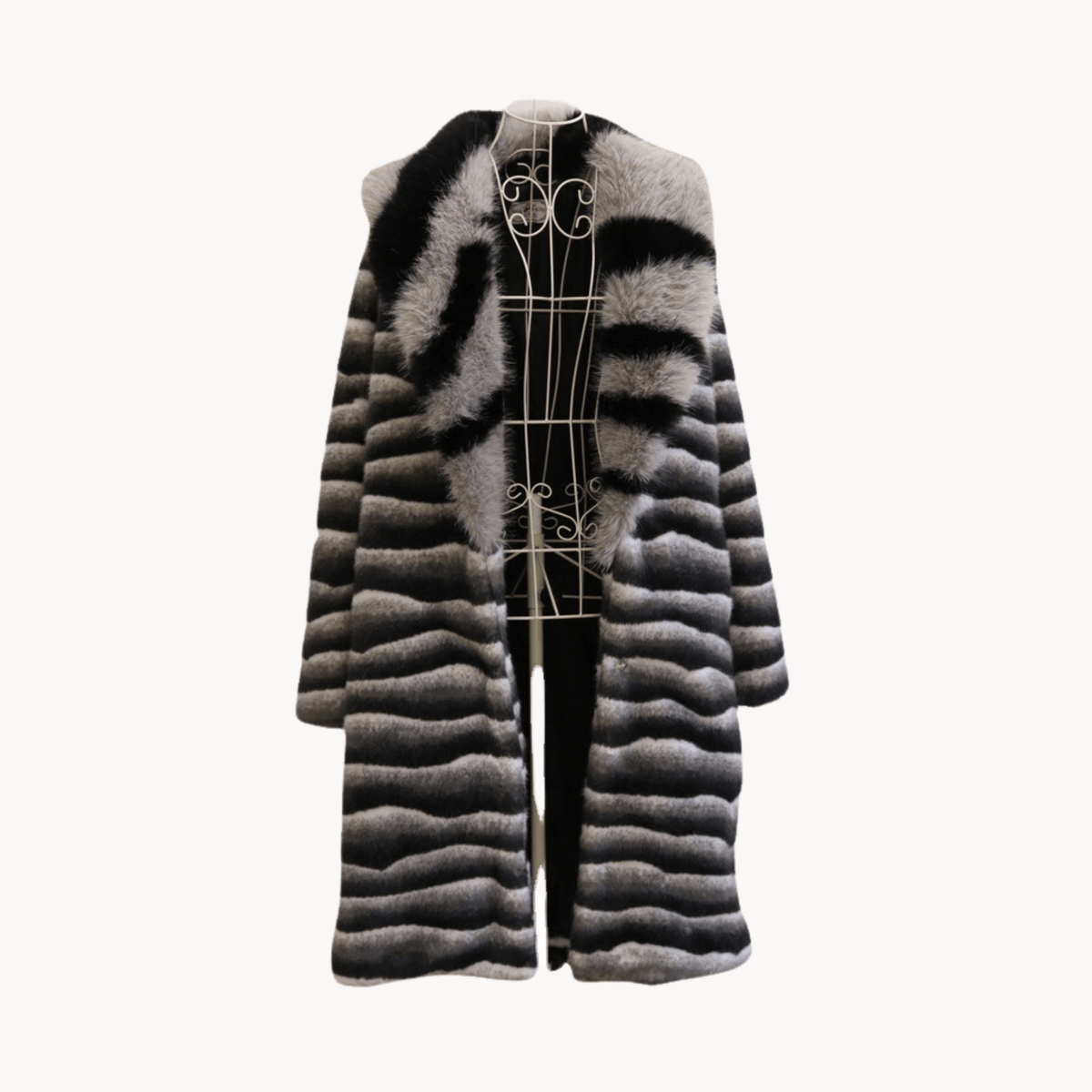 Zebra Stripes Faux Fur Coat