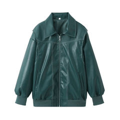 Zip-Up Vegan Leather Jacket