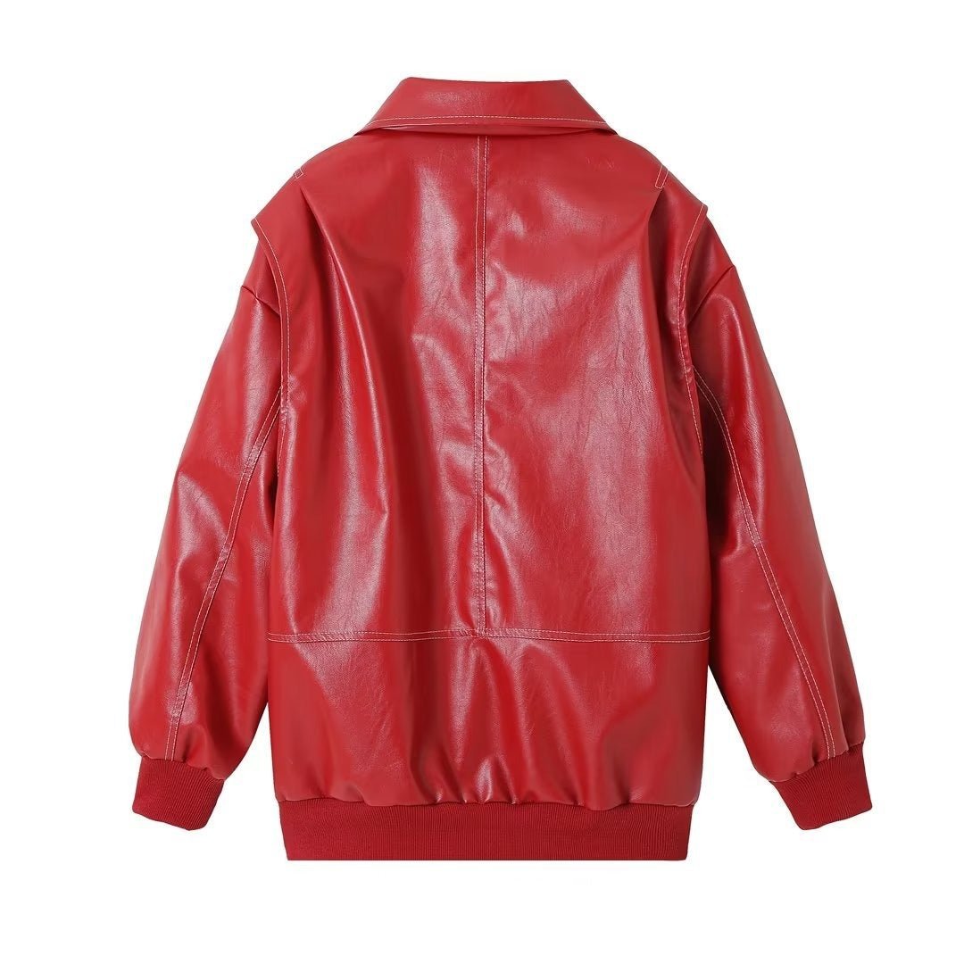 Zip-Up Vegan Leather Jacket