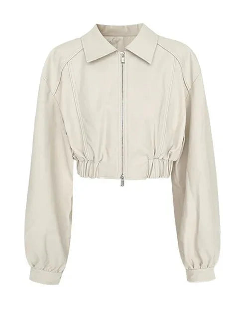 Zip-Up Vegan Leather Short Jacket