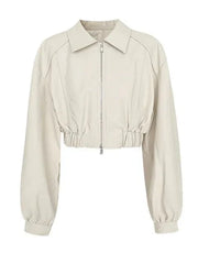 Zip-Up Vegan Leather Short Jacket