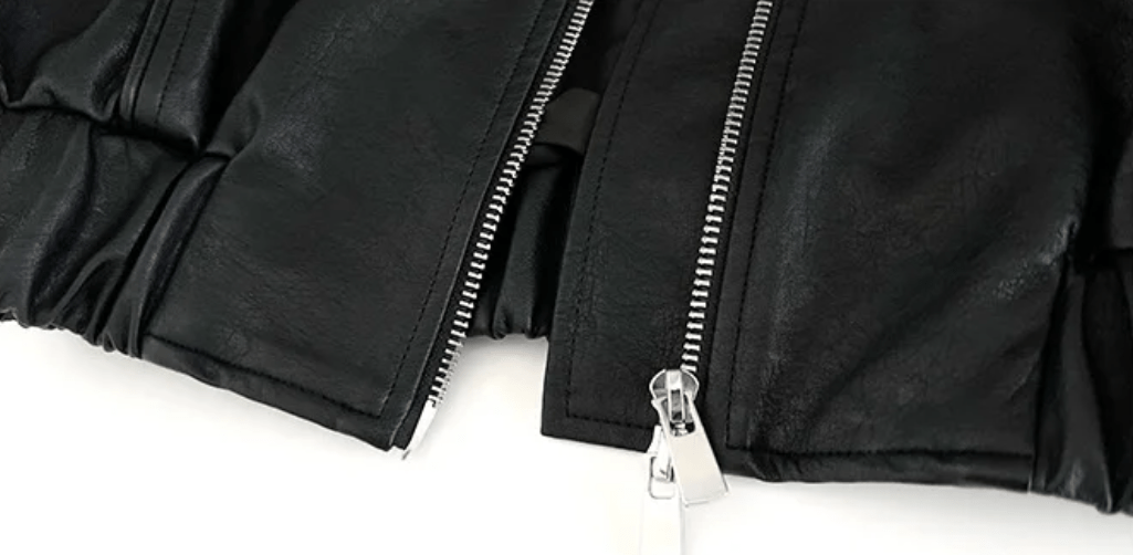 Zip-Up Vegan Leather Short Jacket