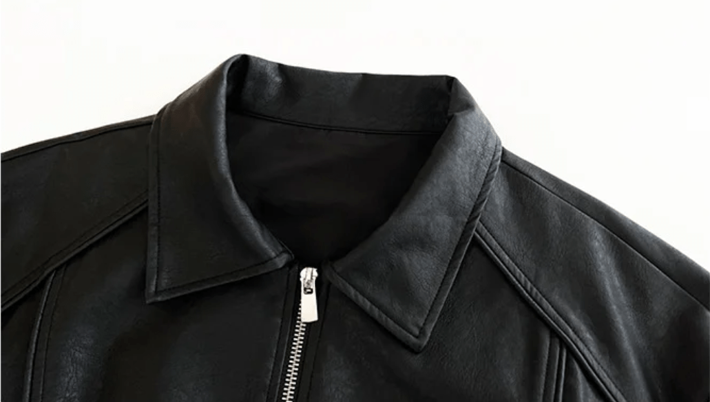 Zip-Up Vegan Leather Short Jacket